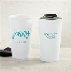 Scripty Style Personalized Double-Wall Ceramic Travel Mug