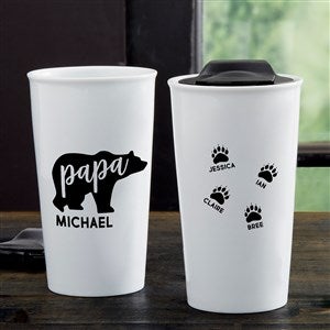 Papa Bear Personalized 12oz Double-Walled Ceramic Travel Mug - 33213