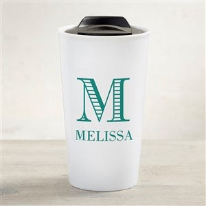 Striped Monogram Personalized Ceramic Travel Mug