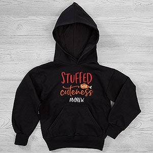 Stuffed With Cuteness Personalized Thanksgiving Hanes Kids Hooded Sweatshirt - Youth Small (6/8) - Grey