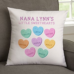 Grandma's Sweethearts Personalized 14x14 Throw Pillow