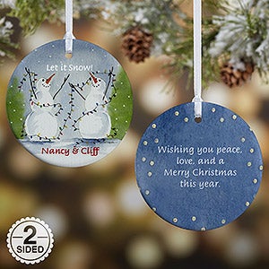 2-Sided Snow Couple Personalized Ornament