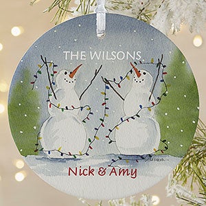 Snowman Personalized Couples Christmas Ornament