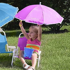 Personalized Child Beach Chair And Umbrella Set Pink