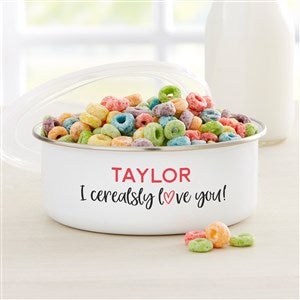 I Cerealsly Love You Personalized Romantic Enamel Bowl with Lid  - 33886