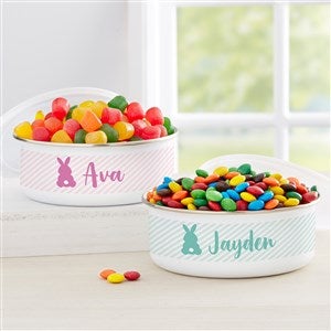 Pastel Bunny Personalized Enamel Bowl With Lid