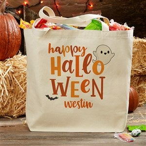 Happy Halloween Personalized Canvas Tote Bag, Trick Or Treat Bags