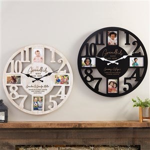 Grandkids Spoiled Here Personalized Picture Frame Wall Clock - 34374