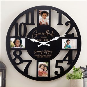 Grandkids Spoiled Here Personalized Picture Frame Wall Clock - Black