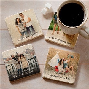 Photo Message For Family Personalized Tumbled Stone Coaster Set