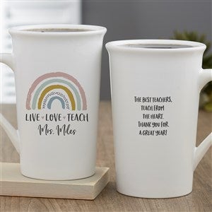 Boho Rainbow Personalized Teacher Latte Mug 16oz White