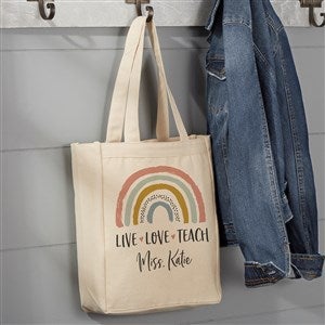 Boho Rainbow Personalized Teacher Canvas Tote Bag - 14x10