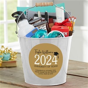 Classic Graduation Personalized Tin Bucket - White