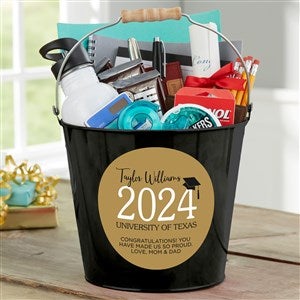 Classic Graduation Personalized Tin Bucket - Black