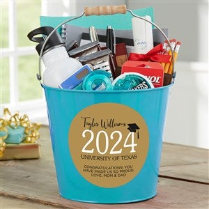 Classic Graduation Personalized Tin Bucket - Turquoise