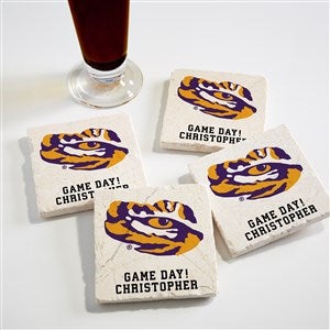 NCAA LSU Tigers Personalized Tumbled Stone Coaster Set