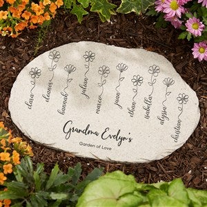 Garden Of Love Personalized Round Garden Stone - 7.5 X 12 - Unique Christmas Gifts For Her