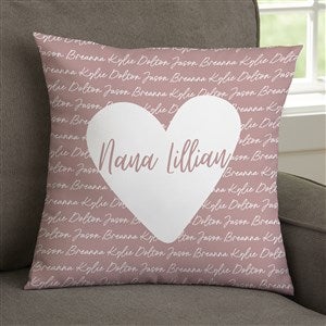 Family Heart Personalized 14x14 Velvet Throw Pillow