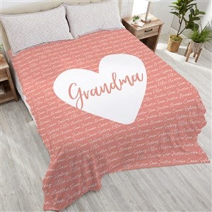 Family Heart Personalized 180x90 Plush King Fleece Blanket