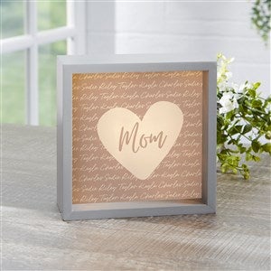 Family Heart Personalized LED Light Shadow Box - 6x6 Grey