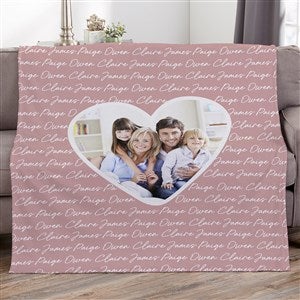 Family Heart Photo Personalized 50x60 Plush Fleece Blanket