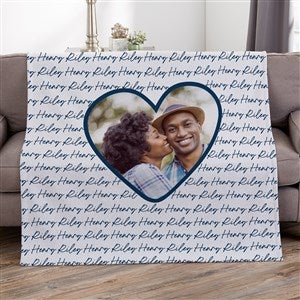 Family Heart Photo Personalized 50x60 Sweatshirt Blanket