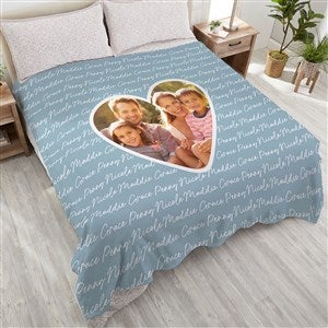 Family Heart Photo Personalized 90x90 Plush Queen Fleece Blanket