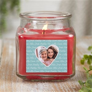 Family Heart Photo Personalized 10 Oz. Cinnamon Spice Candle Jar