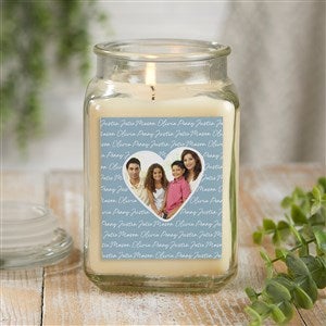 Family Heart Photo Personalized 18 Oz. Vanilla Candle Jar