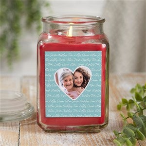 Family Heart Photo Personalized 18 Oz. Cinnamon Spice Candle Jar