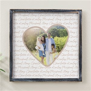 Family Heart Photo Personalized Blackwashed Frame Wall Art - 12x12