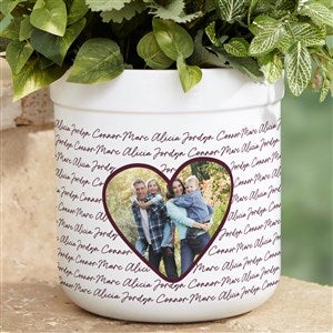 Family Heart Photo Personalized Outdoor Flower Pot