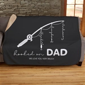 Hooked On Dad Personalized 50x60 Sherpa Blanket