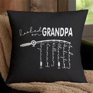 Hooked On Dad Personalized 18x18 Throw Pillow