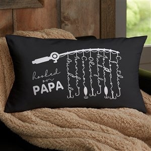 Hooked On Dad Personalized Lumbar Throw Pillow