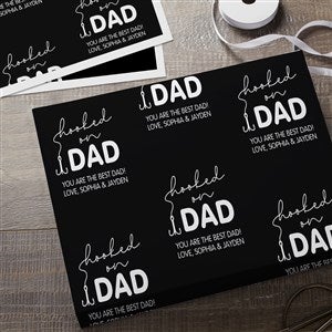 Hooked On Dad Personalized Wrapping Paper Sheets - Set Of 3