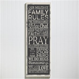 Military Family Rules Personalized Canvas Print - 16x42