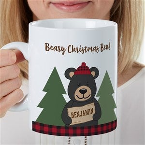 Holiday Bear Family Personalized 30 Oz Oversized Coffee Mugs