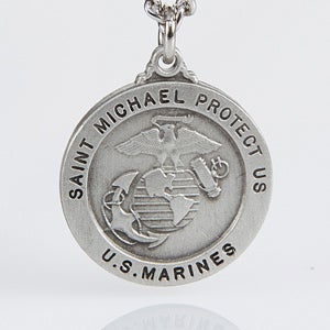 Personalized St. Michael Military Medallion Pendant   Marines