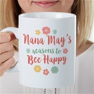 Bee Happy Personalized 30 Oz. Oversized Coffee Mug