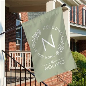 Welcome Wreath Personalized House Flag