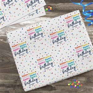 Happy Happy Birthday Personalized Wrapping Paper Sheets - Set Of 3