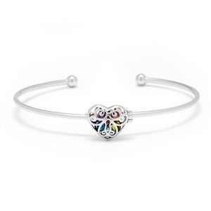 Personalized Interlocking Hearts Birthstone Cuff Bracelet