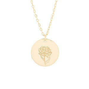 January Birth Flower Carnation Gold Pendant