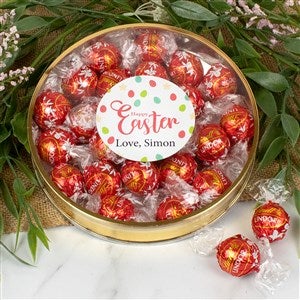 Happy Easter Personalized Large Lindor Gift Tin - Milk Chocolate