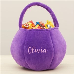 Embroidered Plush Halloween Treat Bag-Purple