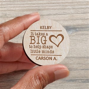 A Teacher's Heart Personalized Wood Pocket Token- Whitewashed