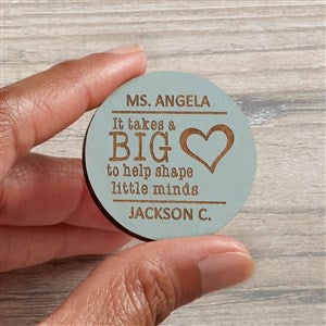 A Teacher's Heart Personalized Wood Pocket Token- Blue Stain