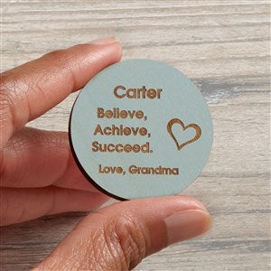 Graduation Inspiration Personalized Wood Pocket Token- Blue Stain