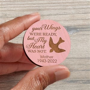 Your Wings Personalized Wood Pocket Token- Pink Stain